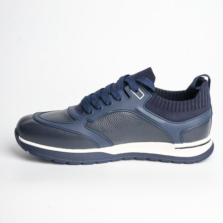 BB-003 Navy - Knit-Collar Tab Sneaker - Bruno Bunker