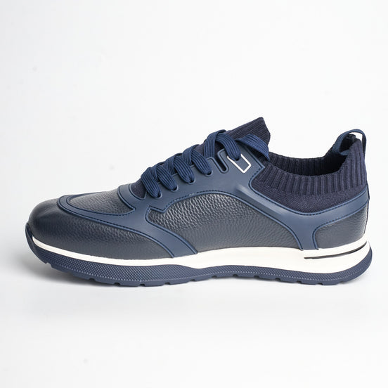 BB-003 Navy - Knit-Collar Tab Sneaker - Bruno Bunker