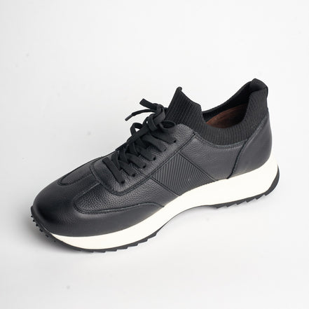 BB-004 Black - Knit-Collar Perforated Sneaker - Bruno Bunker