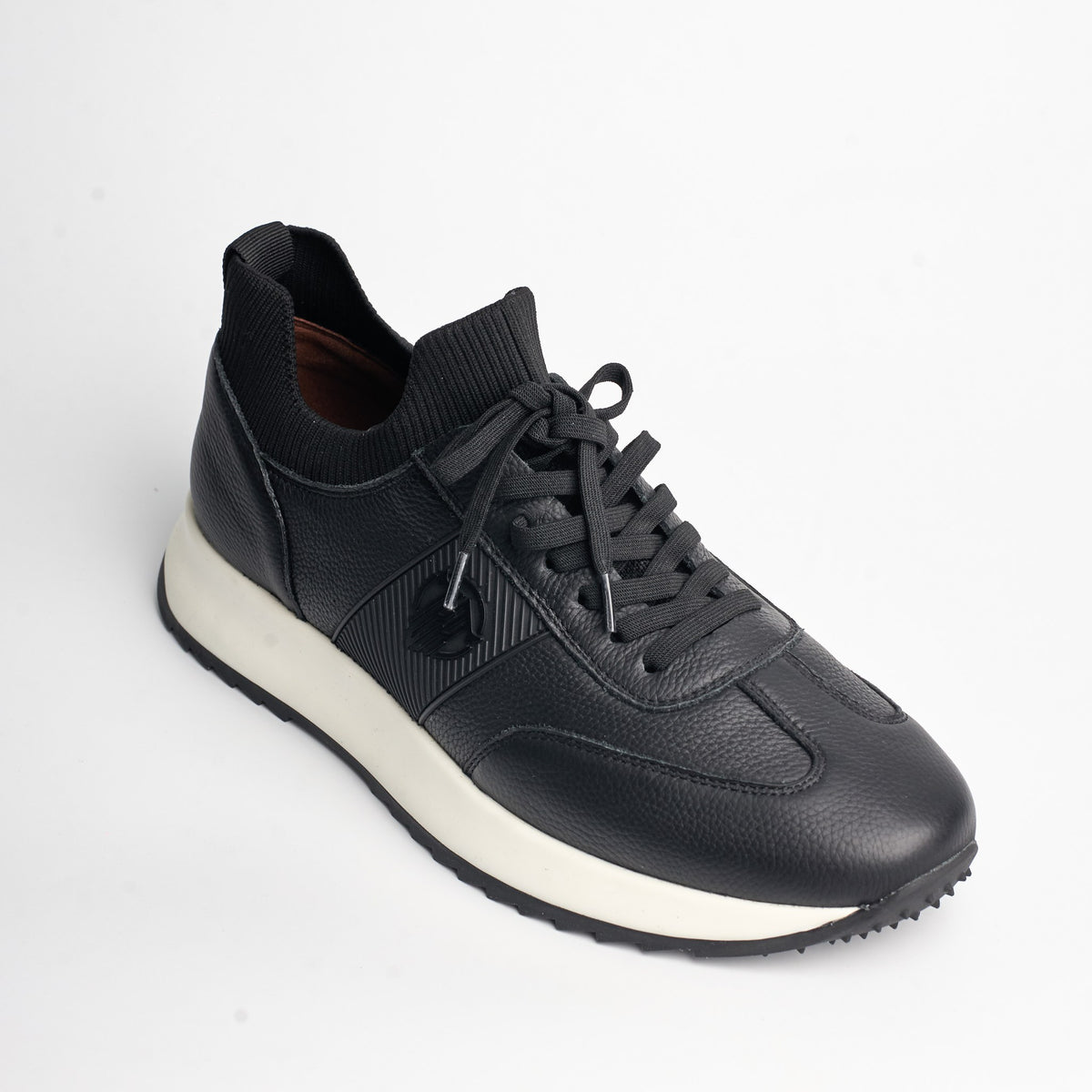 BB-004 Black - Knit-Collar Perforated Sneaker - Bruno Bunker