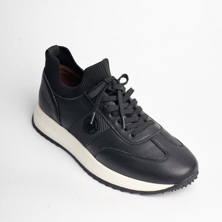 BB-004 Black - Knit-Collar Perforated Sneaker - Bruno Bunker