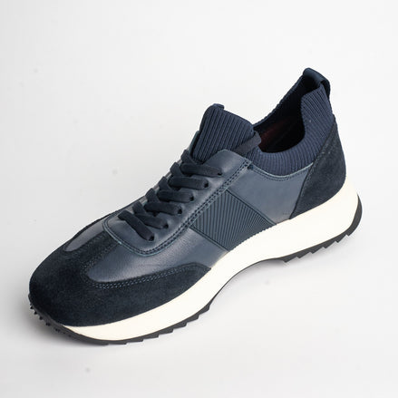 BB-004 Navy - Knit-Collar Perforated Sneaker - Bruno Bunker
