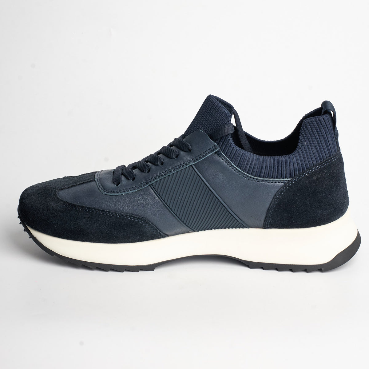 BB-004 Navy - Knit-Collar Perforated Sneaker - Bruno Bunker