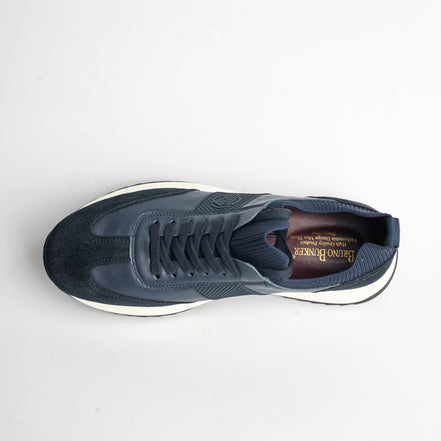 BB-004 Navy - Knit-Collar Perforated Sneaker - Bruno Bunker