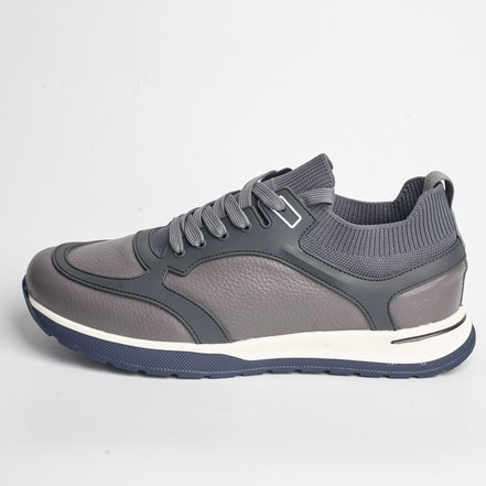 BB-007 Grey - Knit-Collar Runner Sneaker - Bruno Bunker
