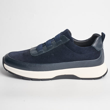 BB-009 Navy - Suede Elastic Slip-On - Bruno Bunker