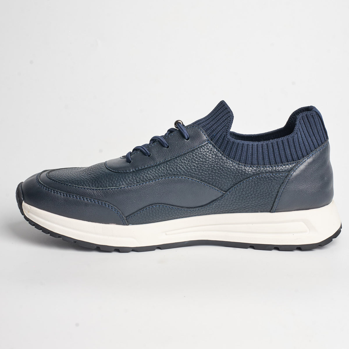 BB-010 Navy - Knit-Collar Wave-Sole Sneaker - Bruno Bunker