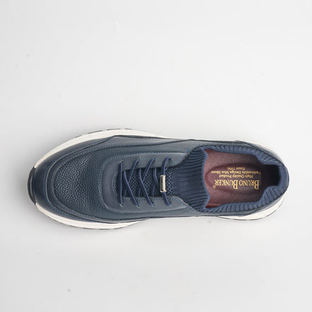 BB-010 Navy - Knit-Collar Wave-Sole Sneaker - Bruno Bunker