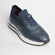 BB-010 Navy - Knit-Collar Wave-Sole Sneaker - Bruno Bunker