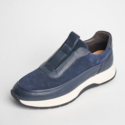 BB-015 Navy - Suede & Leather Slip-On - Bruno Bunker