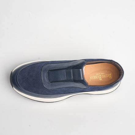 BB-015 Navy - Suede & Leather Slip-On - Bruno Bunker