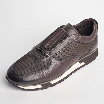 BB-016 DarkBrown - Perforated Bar Slip-On - Bruno Bunker