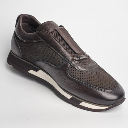 BB-016 DarkBrown - Perforated Bar Slip-On - Bruno Bunker