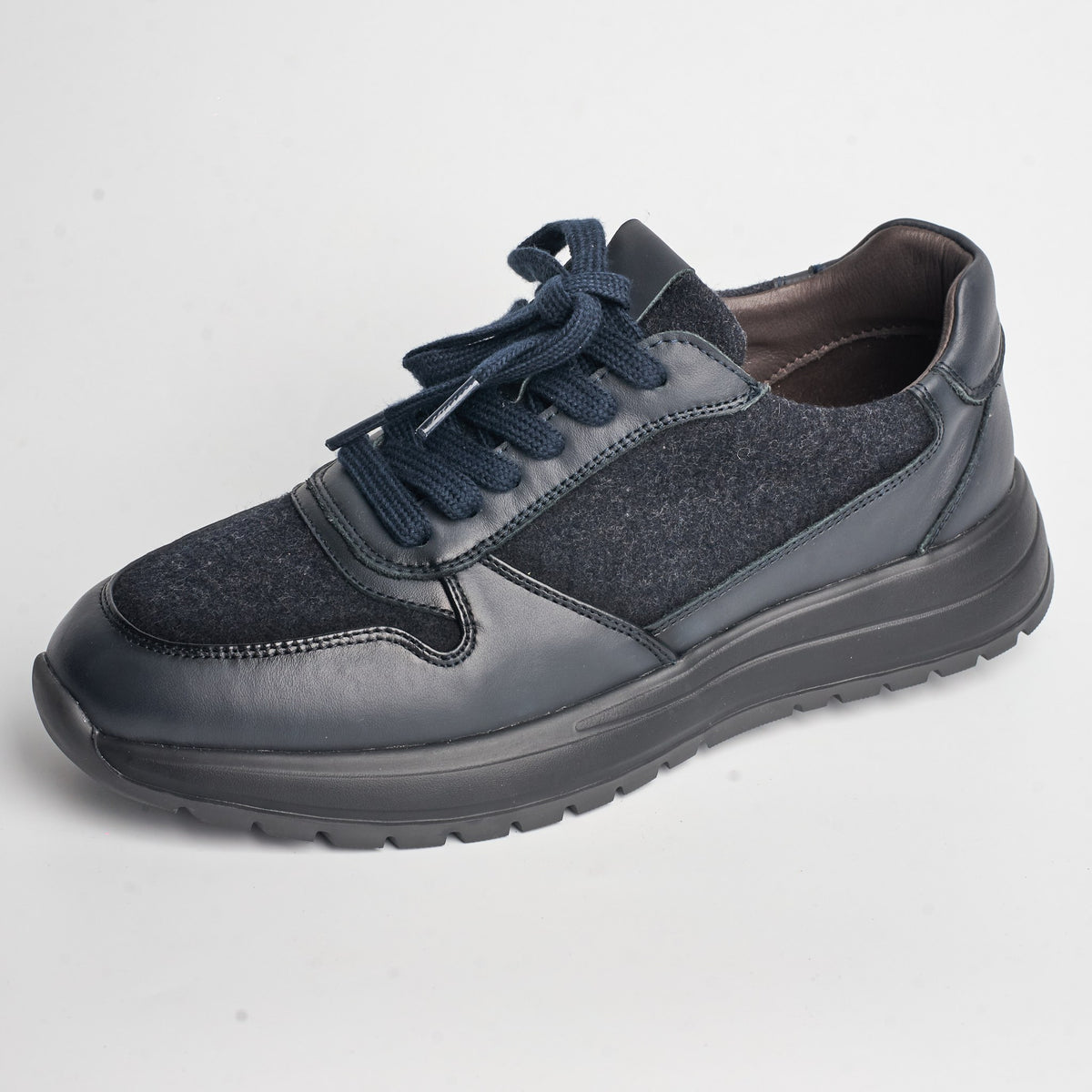 BB-019 Navy - Tweed Flat Sneaker - Bruno Bunker