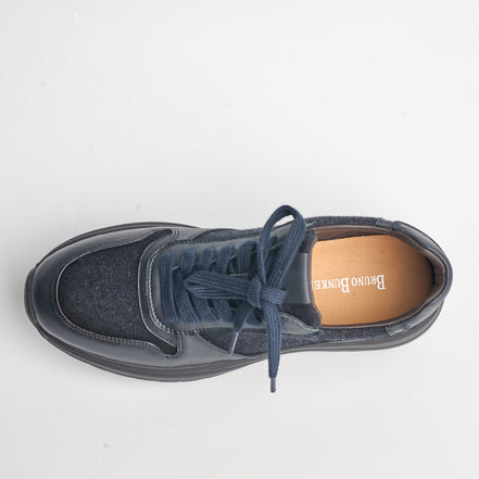 BB-019 Navy - Tweed Flat Sneaker - Bruno Bunker