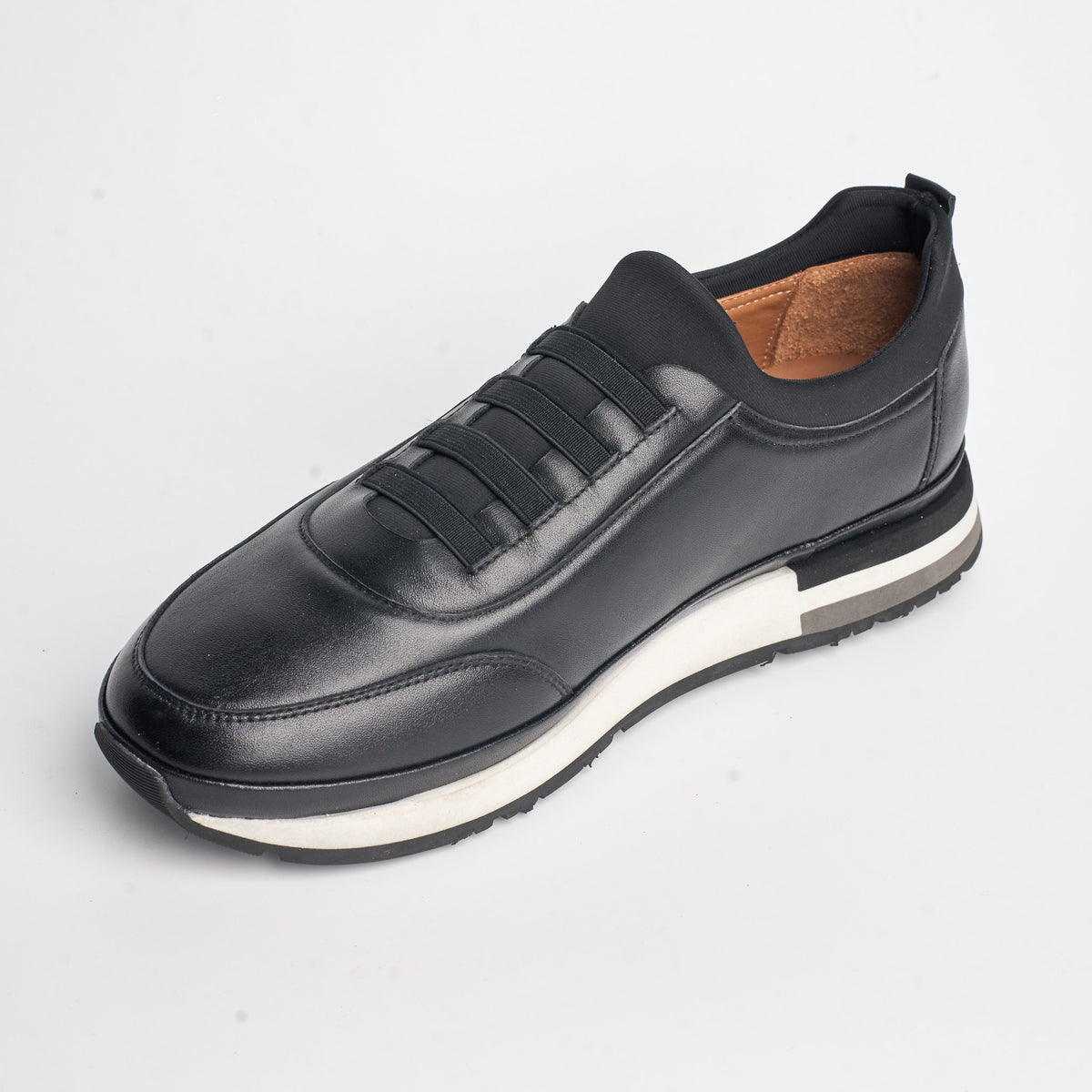 BB-020 Black - Elastic-Lace Stripe Sneaker - Bruno Bunker
