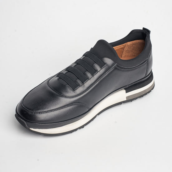 BB-020 Black - Elastic-Lace Stripe Sneaker - Bruno Bunker