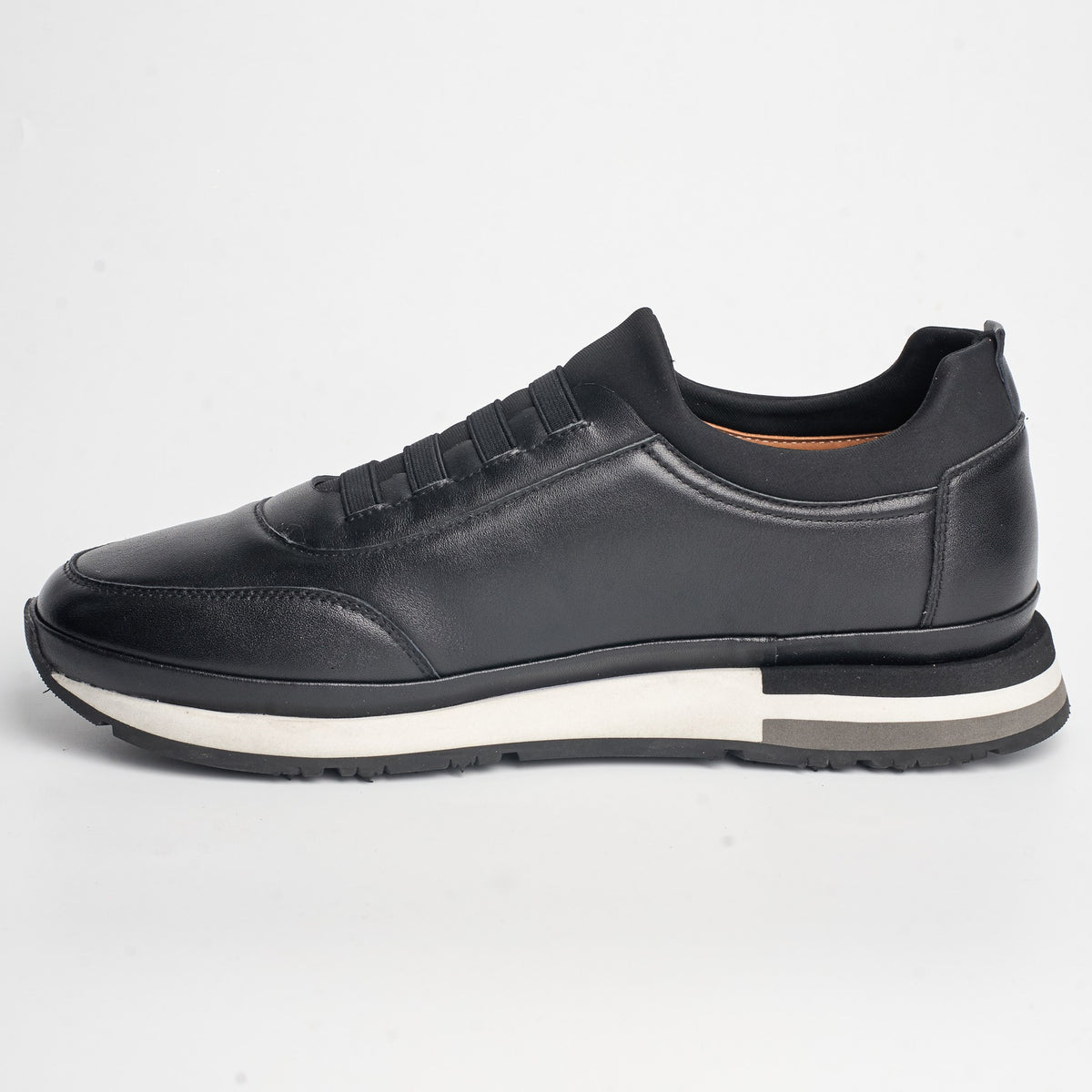 BB-020 Black - Elastic-Lace Stripe Sneaker - Bruno Bunker
