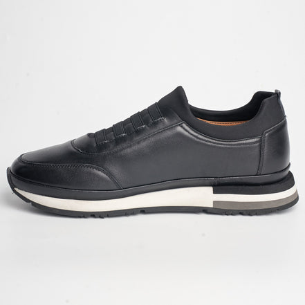 BB-020 Black - Elastic-Lace Stripe Sneaker - Bruno Bunker