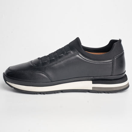BB-020 Black - Elastic-Lace Stripe Sneaker - Bruno Bunker