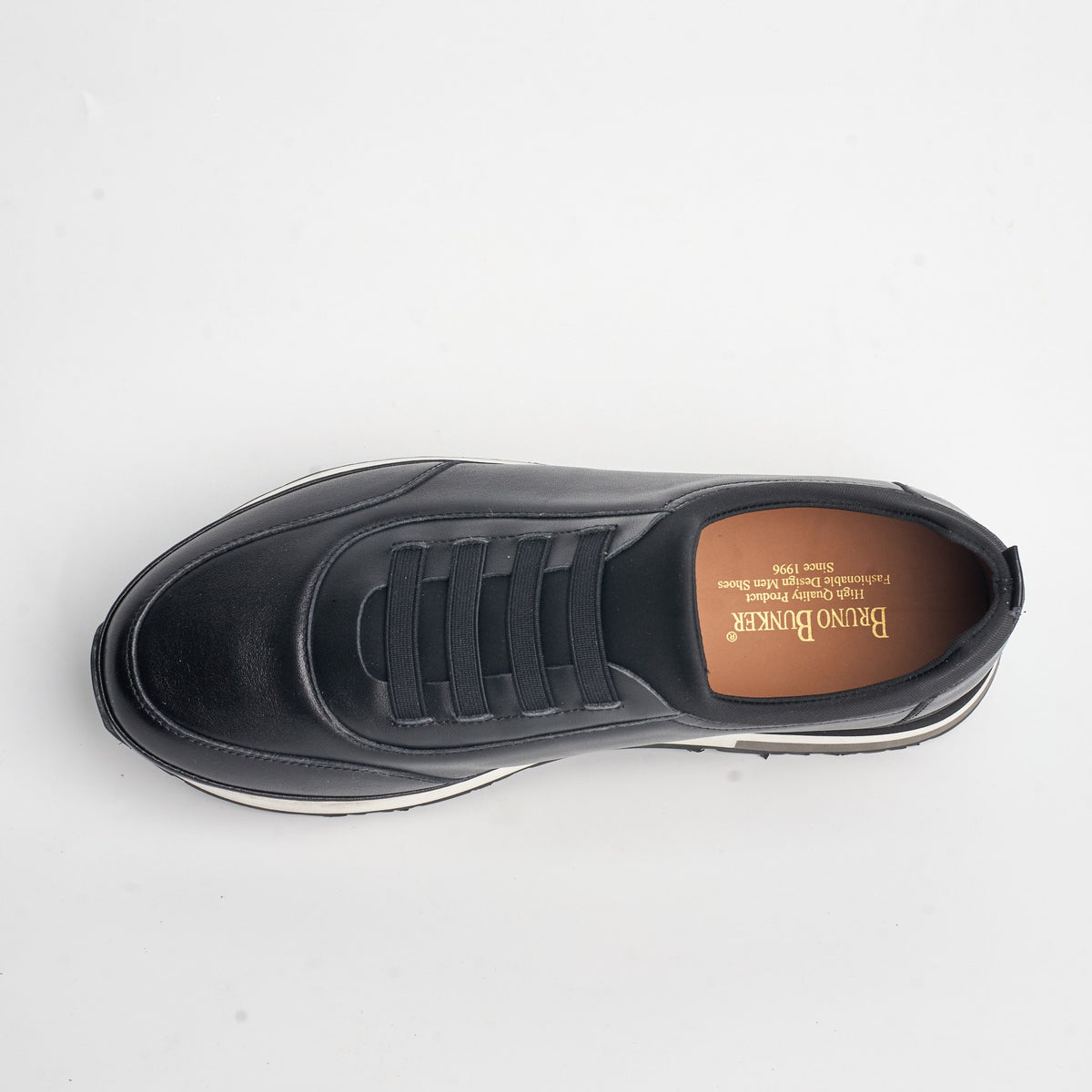 BB-020 Black - Elastic-Lace Stripe Sneaker - Bruno Bunker
