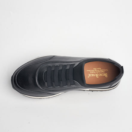 BB-020 Black - Elastic-Lace Stripe Sneaker - Bruno Bunker