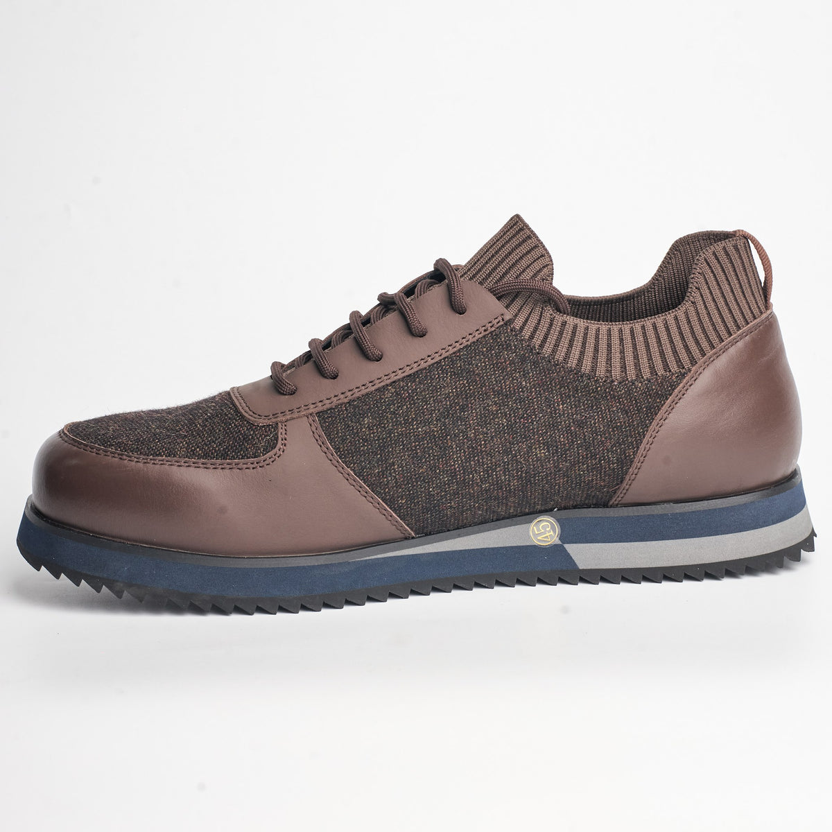 BB-022 Brown - Knit-Collar Stripe-Sole Sneaker - Bruno Bunker
