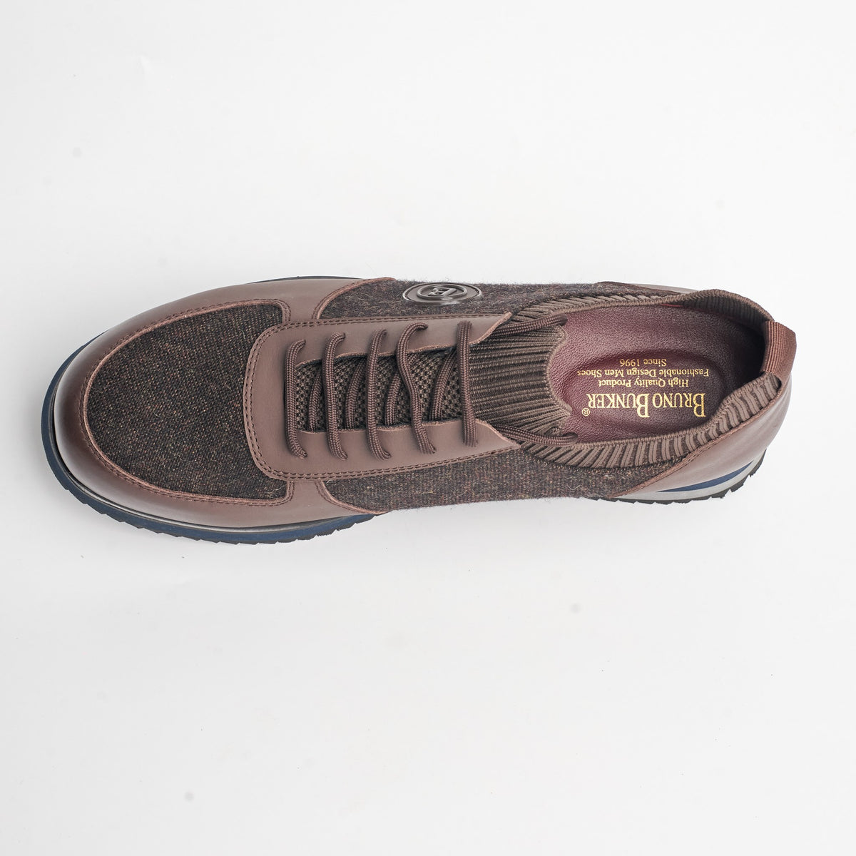 BB-022 Brown - Knit-Collar Stripe-Sole Sneaker - Bruno Bunker