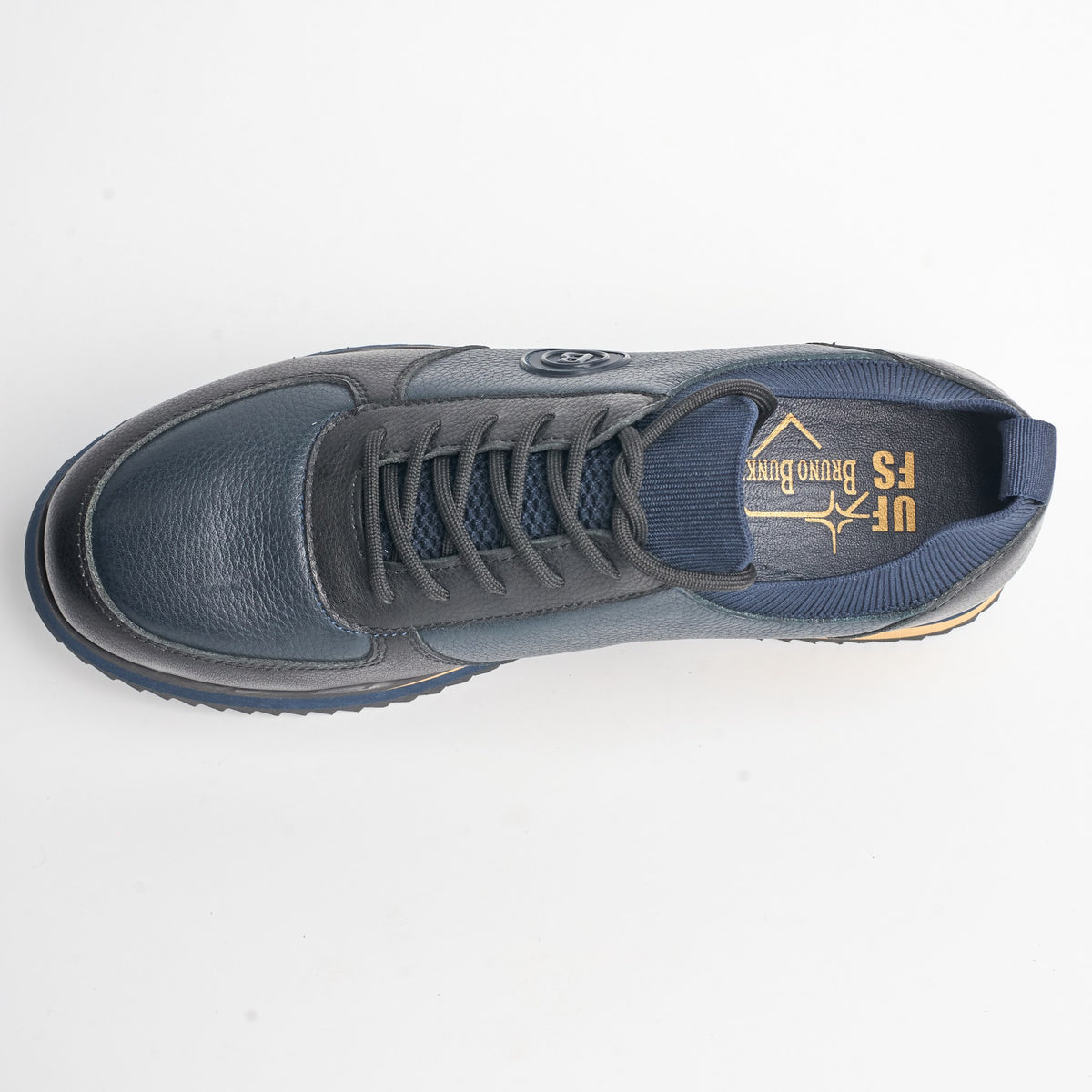 BB-022 Navy - Knit-Collar Stripe-Sole Sneaker - Bruno Bunker