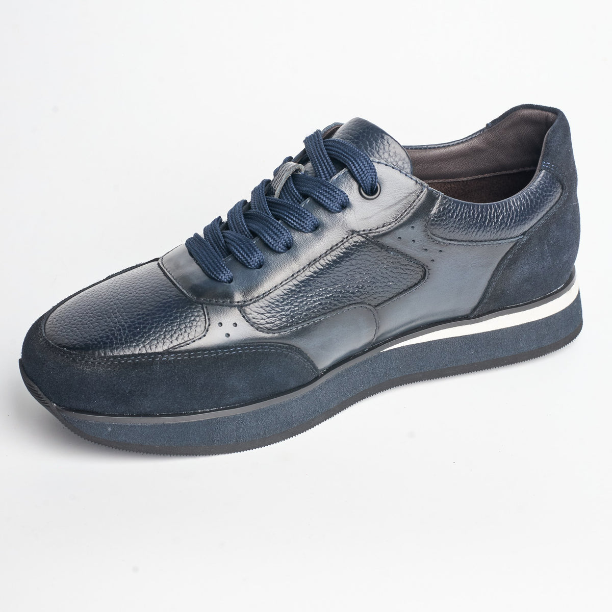 BB-023 Navy - Suede Stripe-Sole Sneaker - Bruno Bunker