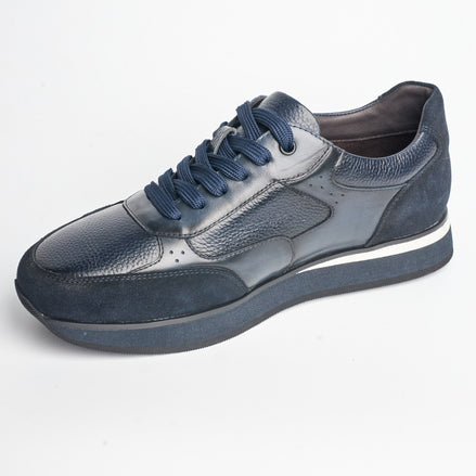 BB-023 Navy - Suede Stripe-Sole Sneaker - Bruno Bunker