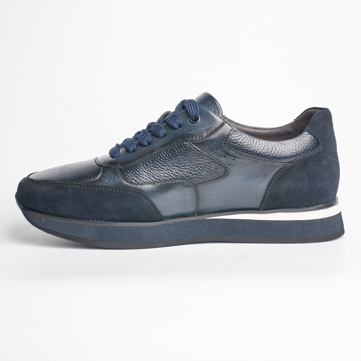 BB-023 Navy - Suede Stripe-Sole Sneaker - Bruno Bunker