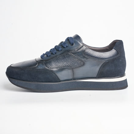 BB-023 Navy - Suede Stripe-Sole Sneaker - Bruno Bunker