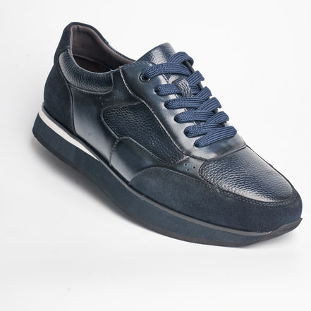 BB-023 Navy - Suede Stripe-Sole Sneaker - Bruno Bunker