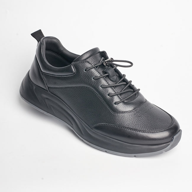 BB-025 Black - Chunky Pebbled-Leather Sneaker - Bruno Bunker