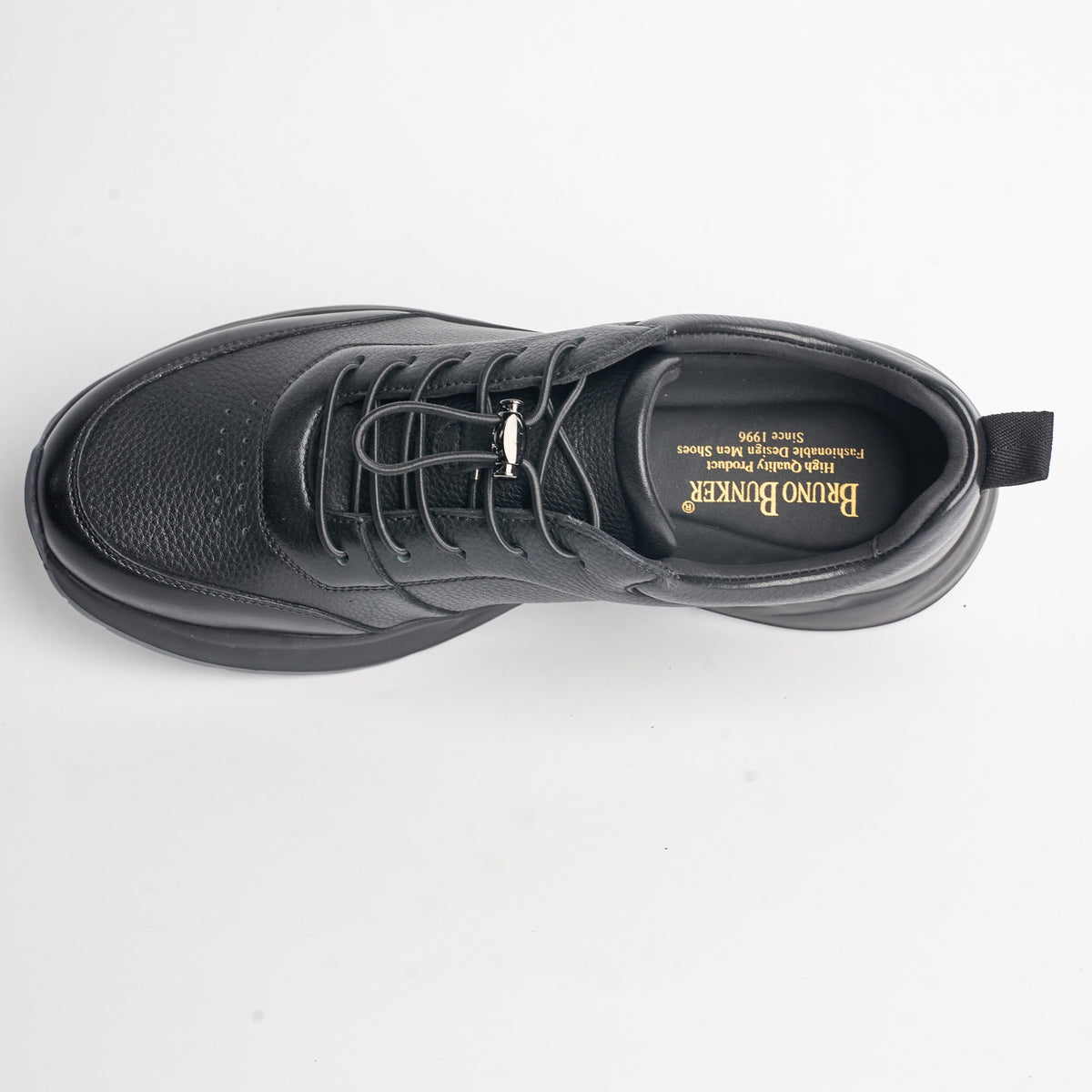 BB-025 Black - Chunky Pebbled-Leather Sneaker - Bruno Bunker