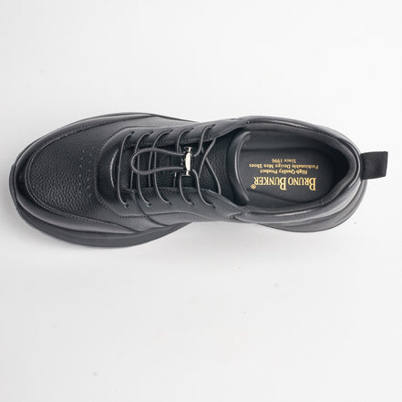 BB-025 Black - Chunky Pebbled-Leather Sneaker - Bruno Bunker