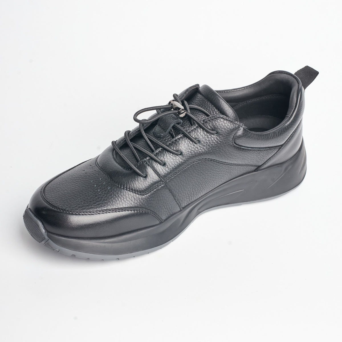 BB-025 Black - Chunky Pebbled-Leather Sneaker - Bruno Bunker