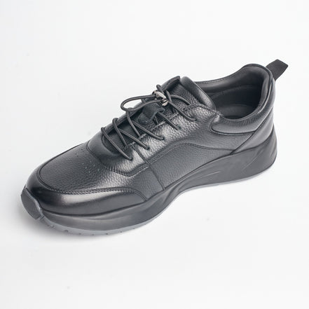 BB-025 Black - Chunky Pebbled-Leather Sneaker - Bruno Bunker