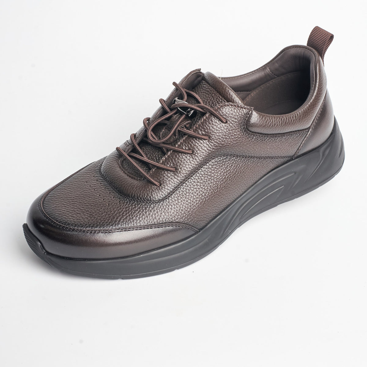 BB-025 Brown - Chunky Pebbled-Leather Sneaker - Bruno Bunker