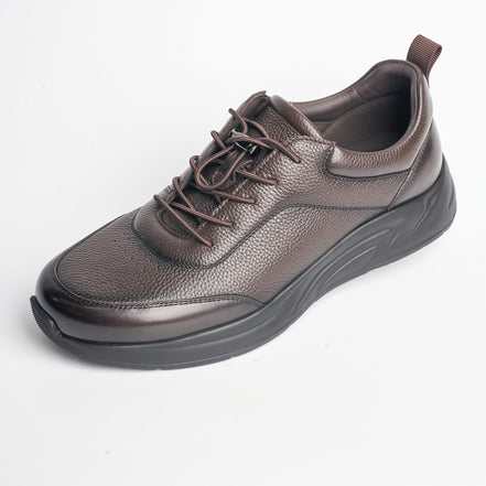 BB-025 Brown - Chunky Pebbled-Leather Sneaker - Bruno Bunker
