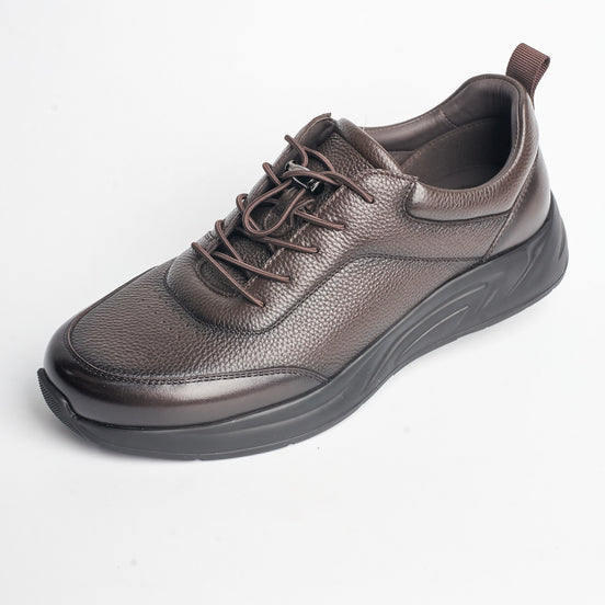 BB-025 Brown - Chunky Pebbled-Leather Sneaker - Bruno Bunker
