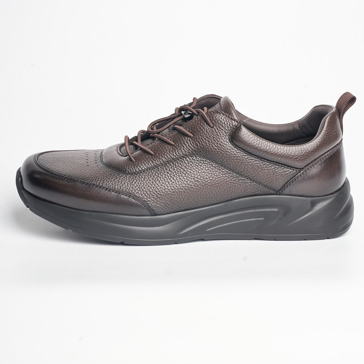 BB-025 Brown - Chunky Pebbled-Leather Sneaker - Bruno Bunker