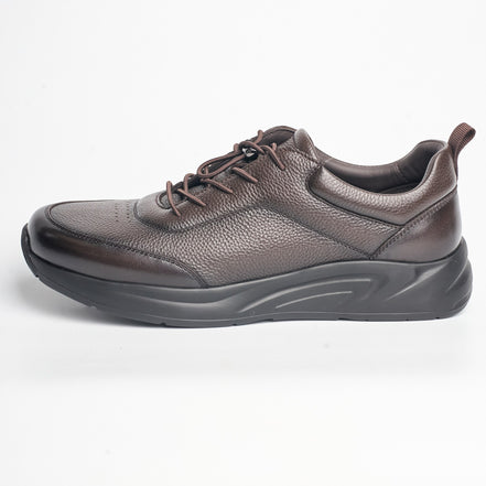 BB-025 Brown - Chunky Pebbled-Leather Sneaker - Bruno Bunker