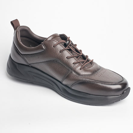 BB-025 Brown - Chunky Pebbled-Leather Sneaker - Bruno Bunker