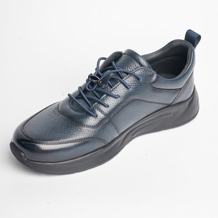 BB-025 Navy - Chunky Pebbled-Leather Sneaker - Bruno Bunker