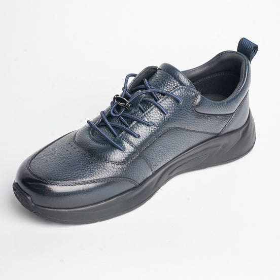 BB-025 Navy - Chunky Pebbled-Leather Sneaker - Bruno Bunker