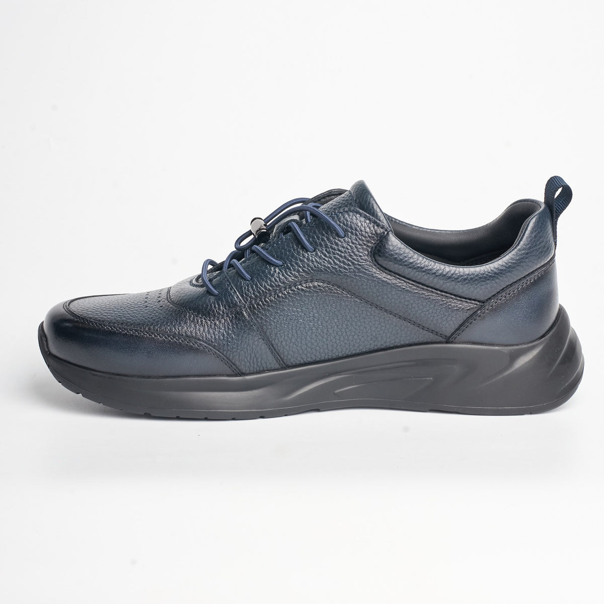 BB-025 Navy - Chunky Pebbled-Leather Sneaker - Bruno Bunker