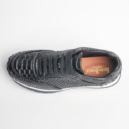 BB-026 Black - Snake-Pattern Runner Sneaker - Bruno Bunker