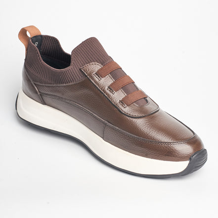 BB-028 Brown - Knit Elastic Slip-On Sneaker - Bruno Bunker